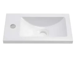 Hangend Badkamermeubel Met Ingebouwde Wastafel - 1 Deur En 1 Open Metalen Plank - Wit (Kraan Niet Inbegrepen)-ModernLuxe