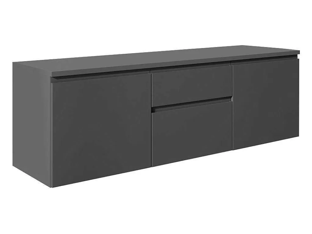 Hangend Badkamermeubel Met Dubbele Wastafel En Spiegels - Grijs - 150 Cm - Jimena Ii-Vente-unique Online