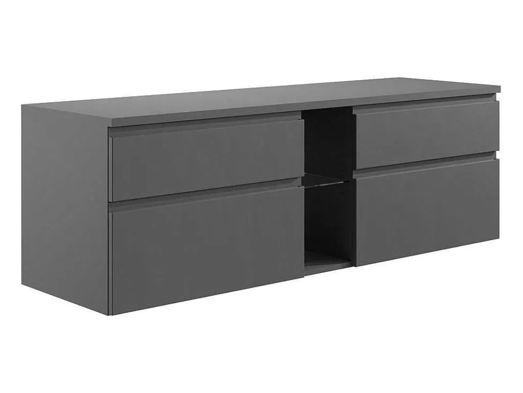 Hangend Badkamermeubel Met Dubbele Wastafel - Grijs - 150 Cm - Magdalena Ii-Vente-unique Online
