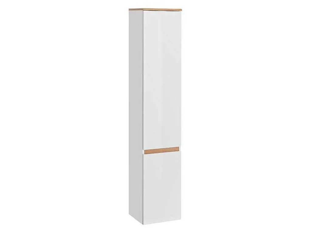Hangend Badkamermeubel Met Wastafel, Zuil En Spiegelkast - Naturel En Wit - 94 Cm - Anid-Vente-unique Discount