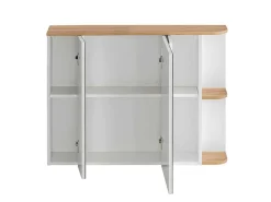 Hangend Badkamermeubel Met Wastafel, Zuil En Spiegelkast - Naturel En Wit - 94 Cm - Anid-Vente-unique Discount