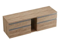 Hangend Badkamermeubel Met Dubbele Wastafel - Natuurlijk Licht Kleur - 150 Cm - Magdalena Ii-Vente-unique Clearance