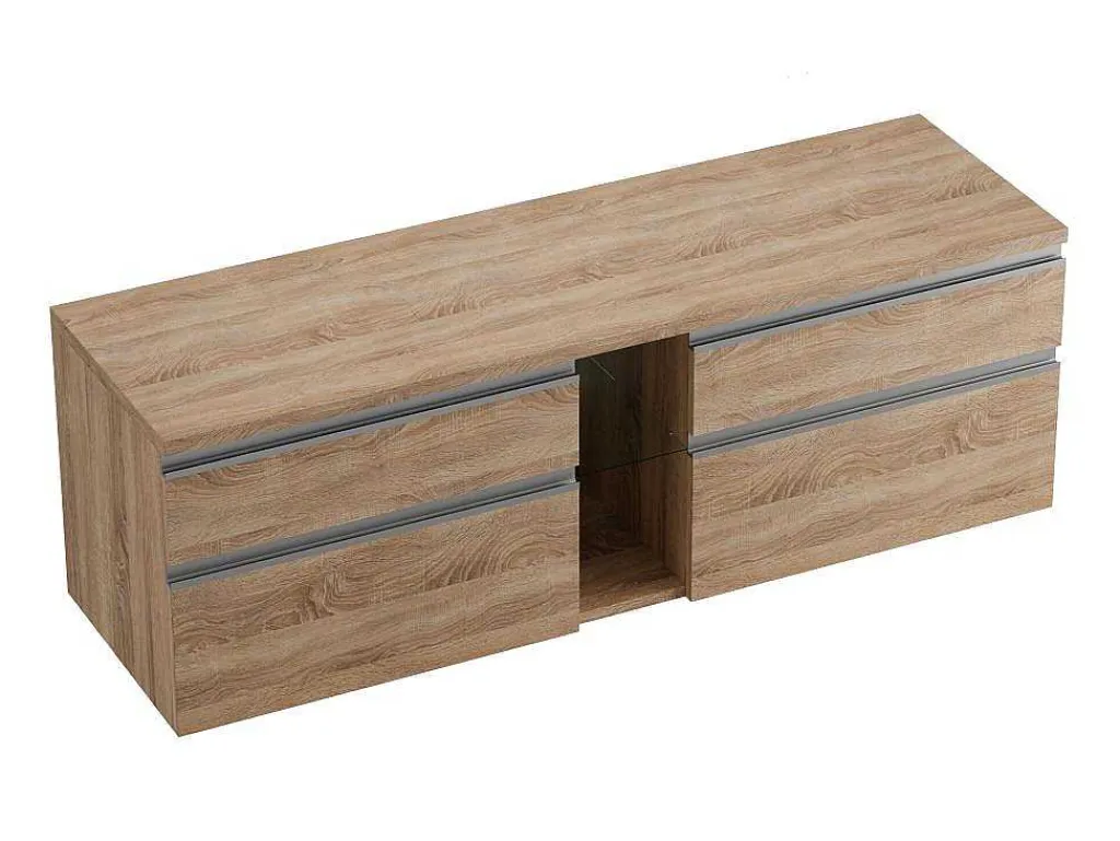 Hangend Badkamermeubel Met Dubbele Wastafel - Natuurlijk Licht Kleur - 150 Cm - Magdalena Ii-Vente-unique Clearance