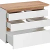 Hangend Badkamermeubel Met Wastafel - Naturel En Wit - 96 Cm - Anida-Vente-unique