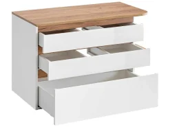 Hangend Badkamermeubel Met Wastafel - Naturel En Wit - 96 Cm - Anida-Vente-unique