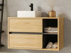 Hangend Badkamermeubel Met Enkele Wastafel - Naturel - 100 Cm - Purnal-Vente-unique Clearance