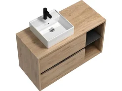 Hangend Badkamermeubel Met Enkele Wastafel - Naturel - 100 Cm - Purnal-Vente-unique Clearance