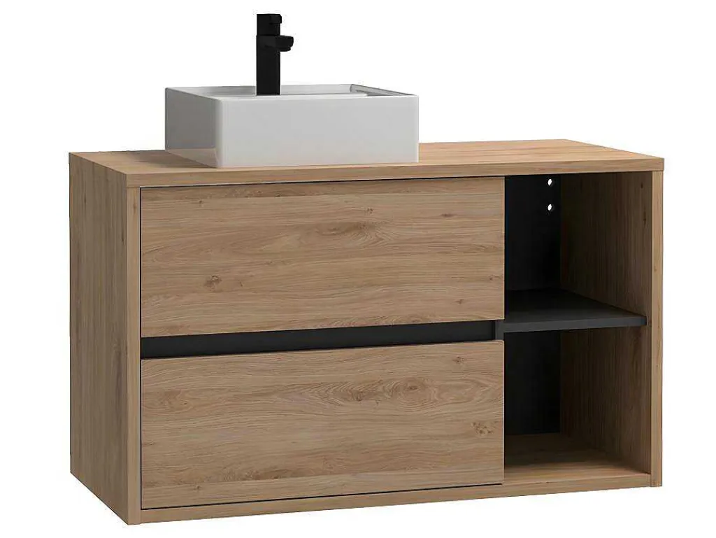 Hangend Badkamermeubel Met Enkele Wastafel - Naturel - 100 Cm - Purnal-Vente-unique Clearance
