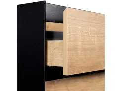 Hangend Badkamermeubel Met Ingebouwde Wastafel - Licht Naturel En Zwart - 80 Cm - Lannick-Vente-unique Best
