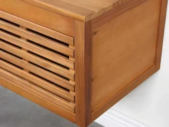 Hangend Badkamermeubel Van Acaciahout Met Dubbele Wastafel En Spiegels - 130 Cm - Penebel-Vente-unique Best