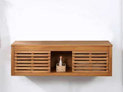 Hangend Badkamermeubel Van Acaciahout Met Dubbele Wastafel - 130 Cm - Penebel-Vente-unique Sale