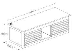 Hangend Badkamermeubel Van Acaciahout Met Dubbele Wastafel - 130 Cm - Penebel-Vente-unique Sale