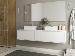 Hangend Badkamermeubel Wit Met Dubbele Wastafel - L150 Cm - Isaure Ii-Vente-unique Hot