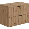 Hangend Geribbeld Badkamermeubel Met Wastafel Om Te Plaatsen - Licht Naturel - 80 Cm - Zevara-Vente-unique Discount