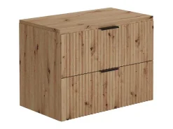 Hangend Geribbeld Badkamermeubel Met Wastafel Om Te Plaatsen - Licht Naturel - 80 Cm - Zevara-Vente-unique Discount