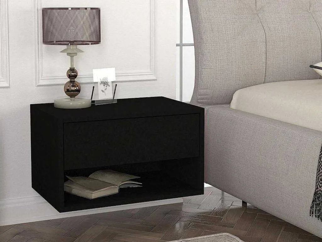Hangend Nachtkastje - 1 Lade En 1 Nis - Zwart - Ritami-Vente-unique Online
