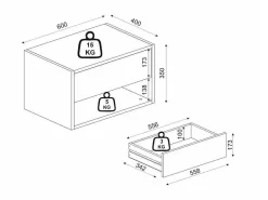Hangend Nachtkastje - 1 Lade En 1 Nis - Zwart - Ritami-Vente-unique Online