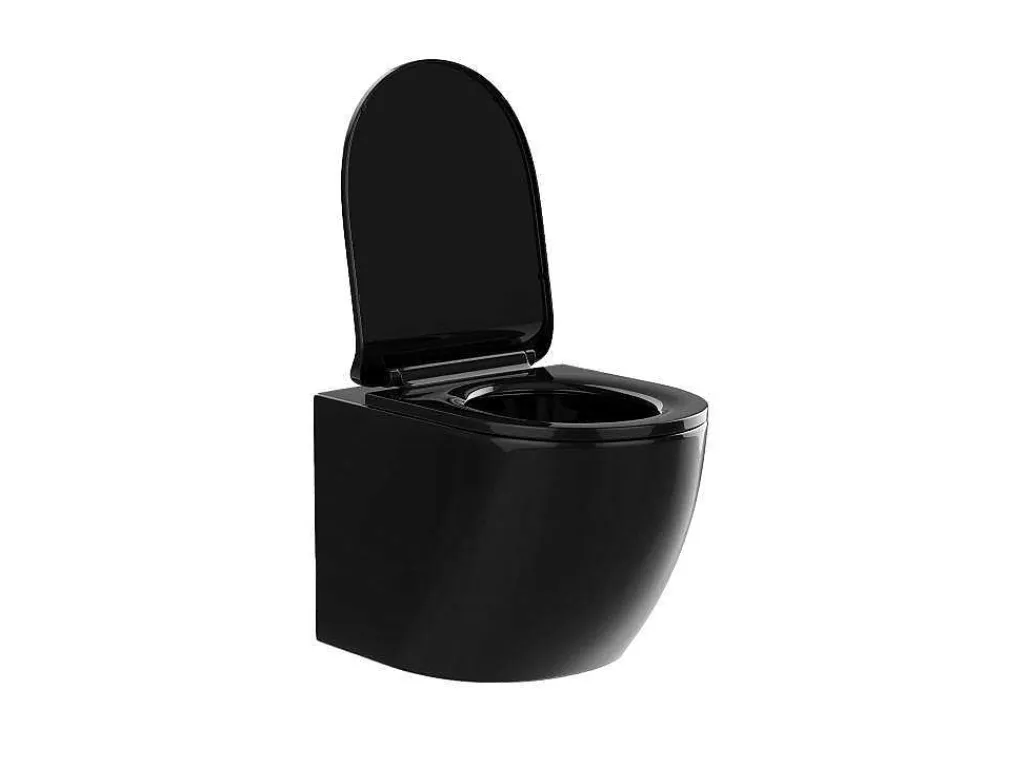 Hangend Toilet Pakket In Glanzend Zwart Met Inbouwreservoir En Bedieningsplaat - Javoine-Vente-unique Best