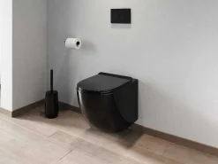 Hangend Toilet Pakket In Glanzend Zwart Met Inbouwreservoir En Bedieningsplaat - Javoine-Vente-unique Best
