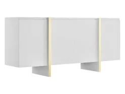 Hangend Tv-Meubel Met 4 Deuren Van Mdf - Wit En Goudkleurig - Luvonia-Vente-unique