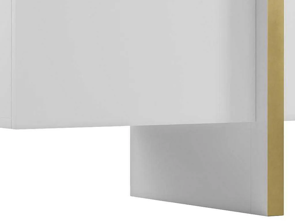 Hangend Tv-Meubel Met 4 Deuren Van Mdf - Wit En Goudkleurig - Luvonia-Vente-unique
