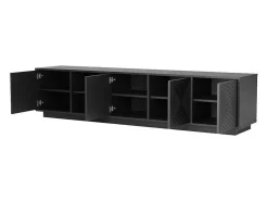 Hangend Tv-Meubel Met 4 Deuren En 2 Nissen Van Mdf - Zwart - Mezulia-Vente-unique Discount