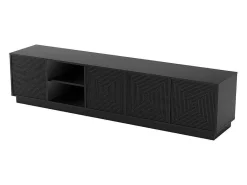 Hangend Tv-Meubel Met 4 Deuren En 2 Nissen Van Mdf - Zwart - Mezulia-Vente-unique Discount