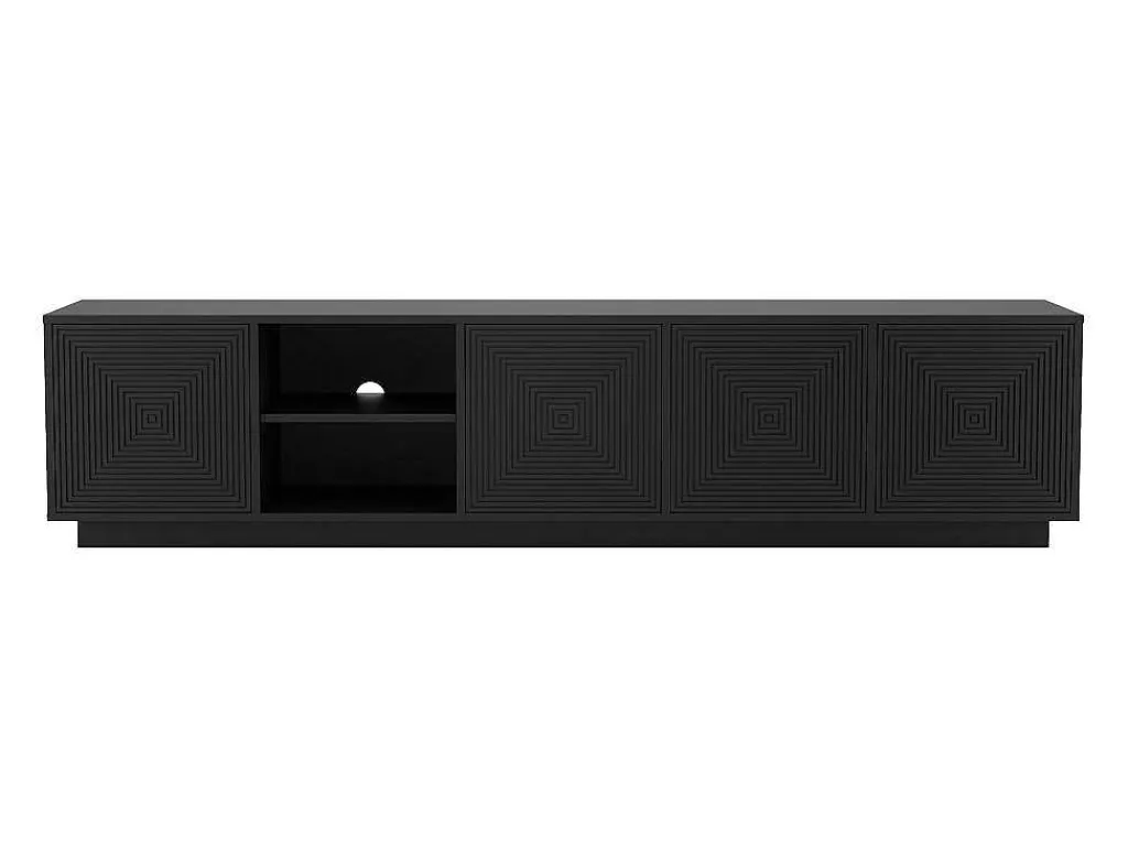 Hangend Tv-Meubel Met 4 Deuren En 2 Nissen Van Mdf - Zwart - Mezulia-Vente-unique Discount