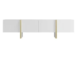Hangend Tv-Meubel Met 4 Deuren Van Mdf - Wit En Goud - Luvonia-Vente-unique Sale