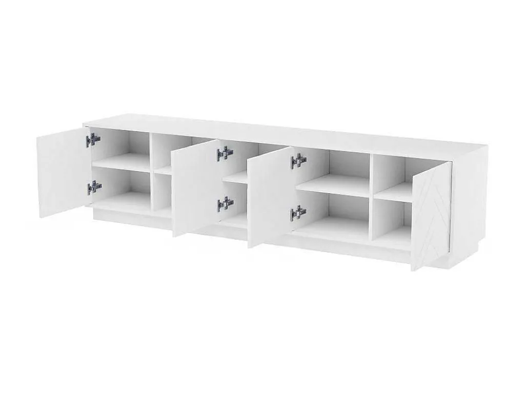 Hangend Tv-Meubel Met 4 Deuren En 2 Nissen Van Mdf - Wit - Redonia-Vente-unique Hot