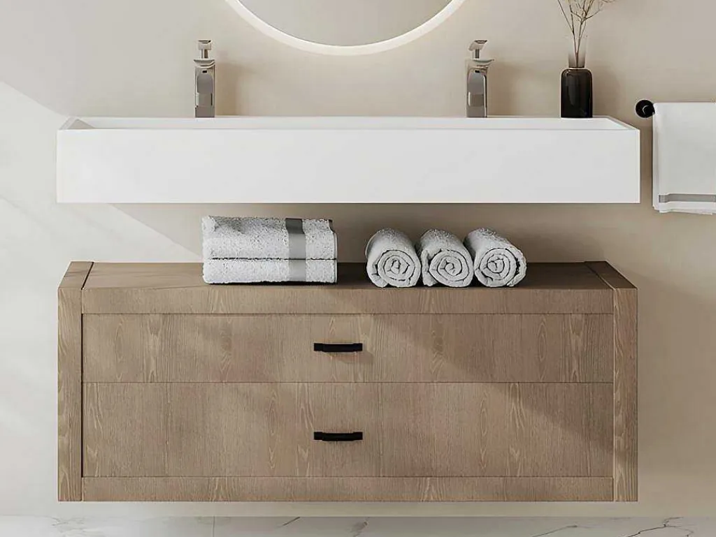Hangend Wastafelblad - Wit - L120 X B40 X H15 Cm - Yamdrok-Shower & Design Outlet