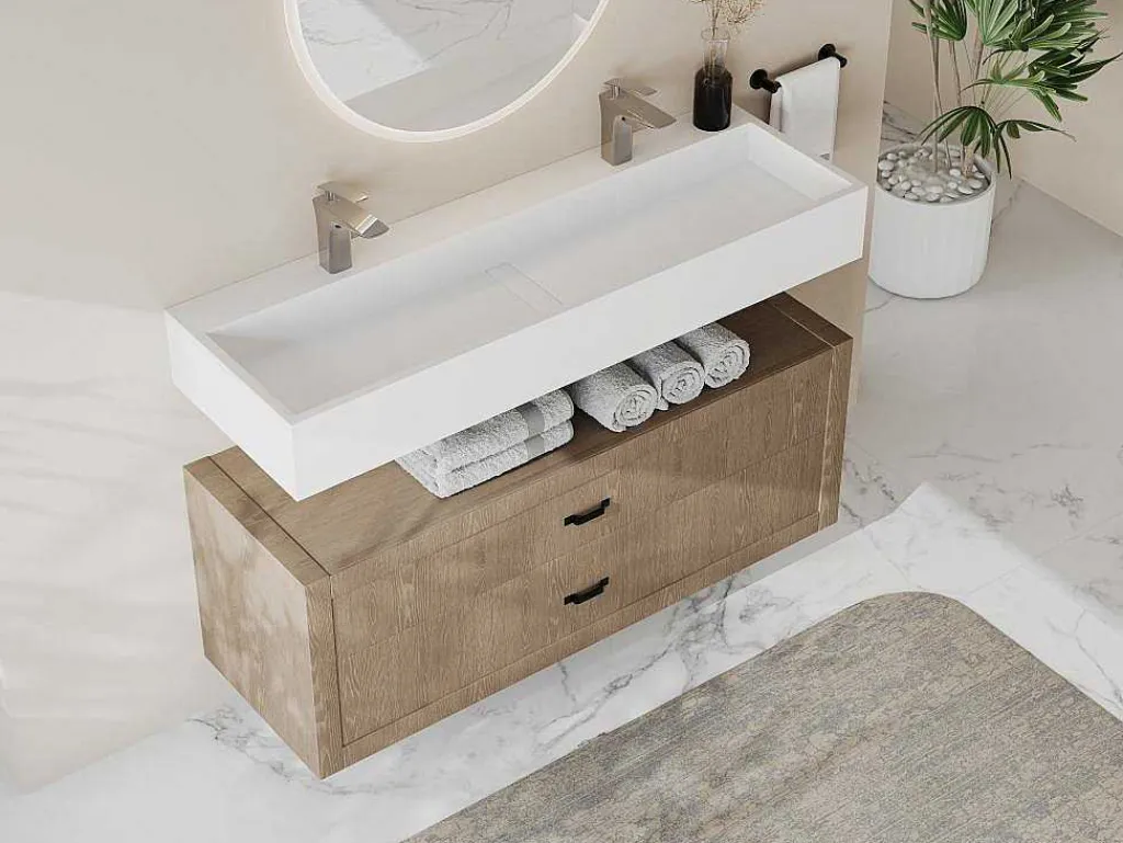 Hangend Wastafelblad - Wit - L120 X B40 X H15 Cm - Yamdrok-Shower & Design Outlet