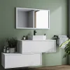 Hangende Badkamerkast In Wit Met Enkele Wastafel En Twee Lades - 94 Cm - Teana Ii-Vente-unique Sale
