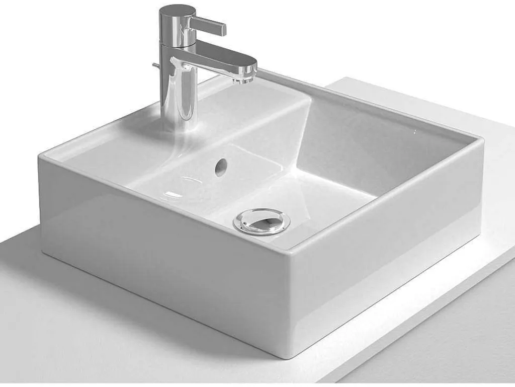 Hangende Badkamerkast In Wit Met Enkele Wastafel En Twee Lades - 94 Cm - Teana Ii-Vente-unique Sale