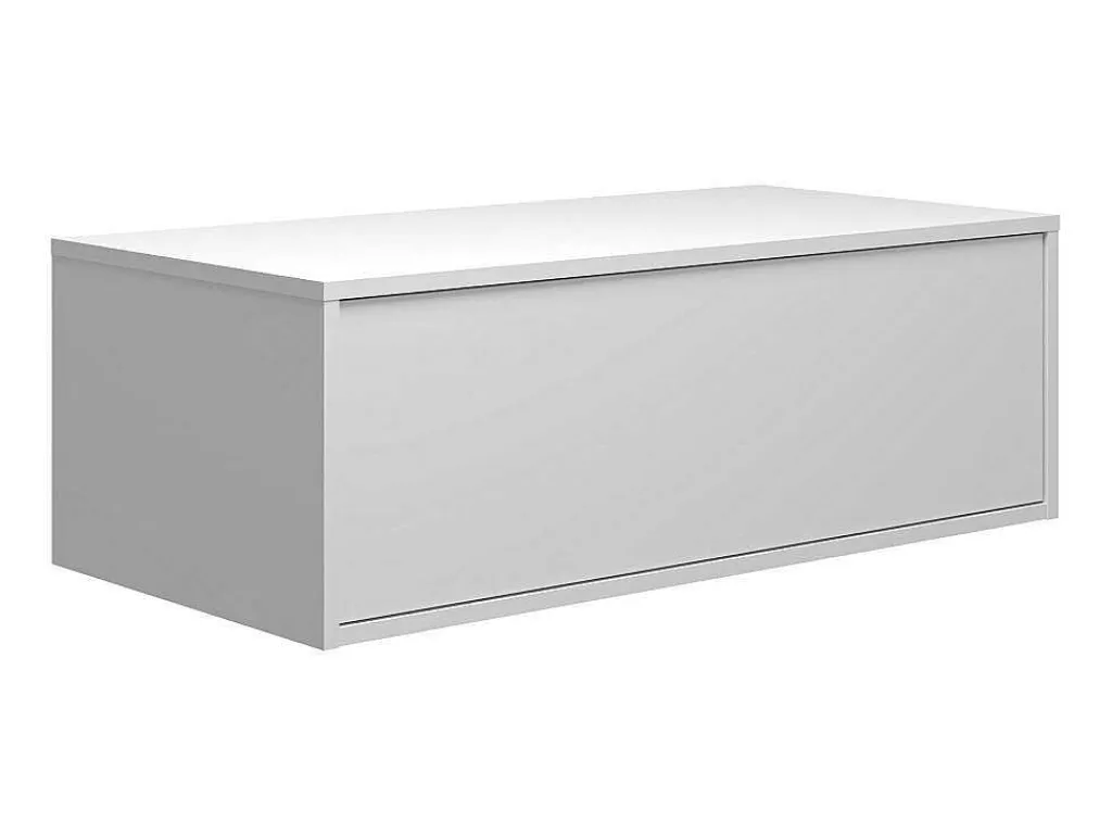 Hangende Badkamerkast In Wit Met Enkele Wastafel En Twee Lades - 94 Cm - Teana Ii-Vente-unique Sale