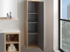 Hangende Badkamerkolom - Licht Naturelkleurig En Grijs - L35 X B30 X H120 Cm - Jasmine-Vente-unique