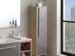 Hangende Badkamerkolom - Licht Naturelkleurig En Grijs - L35 X B30 X H120 Cm - Jasmine-Vente-unique
