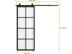 Hangende Schuifdeur H205 X L83 Cm Van Aluminium En Transparant Gehard Glas Wilden-Vente-unique Sale