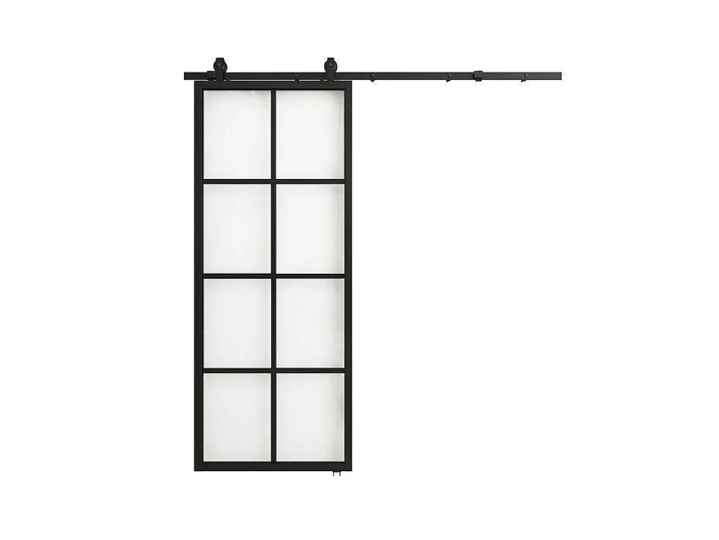 Hangende Schuifdeur H205 X L83 Cm Van Aluminium En Transparant Gehard Glas Wilden-Vente-unique Sale