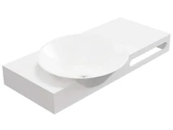 Hangende Vaste Wastafel Met Handdoekhouder - Wit - L100 X B54 X H20 Cm - Yumiko-Shower & Design