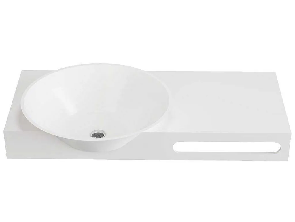 Hangende Vaste Wastafel Met Handdoekhouder - Wit - L100 X B54 X H20 Cm - Yumiko-Shower & Design