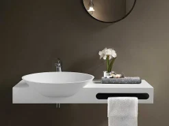 Hangende Vaste Wastafel Met Handdoekhouder - Wit - L100 X B54 X H20 Cm - Yumiko-Shower & Design