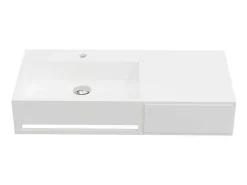 Hangende Wastafel Met Handdoekhouder - Wit - L90 X B40 X H17 Cm - Gandaki-Shower & Design Hot