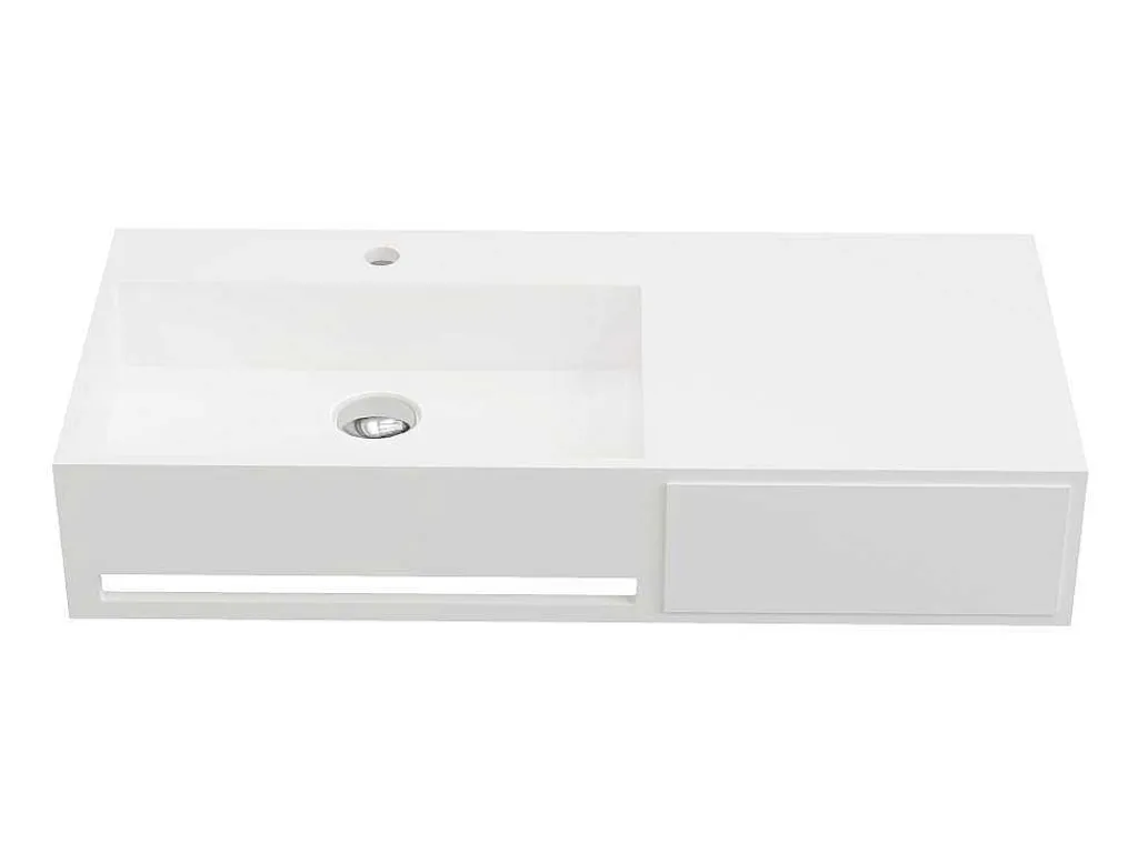 Hangende Wastafel Met Handdoekhouder - Wit - L90 X B40 X H17 Cm - Gandaki-Shower & Design Hot