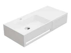 Hangende Wastafel Met Handdoekhouder - Wit - L90 X B40 X H17 Cm - Gandaki-Shower & Design Hot