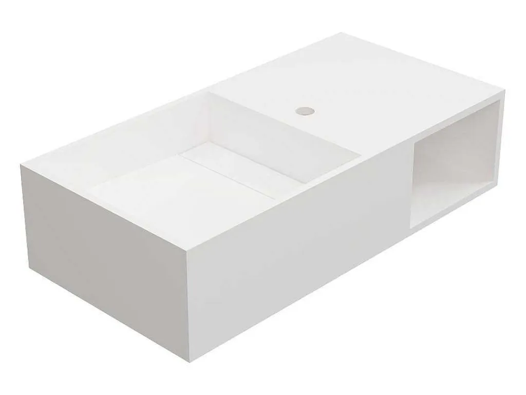 Hangende Wastafel Met Nis - Wit - L80 X B40 X H20 Cm - Goyoko-Shower & Design