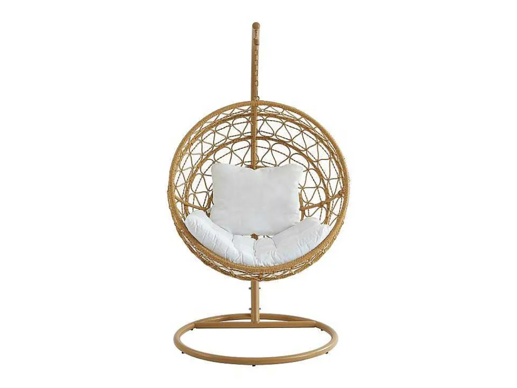 Hangfauteuil Van Gevlochten Hars - Licht Naturel Met Wit Kussen - Anivia Van-MYLIA Outlet
