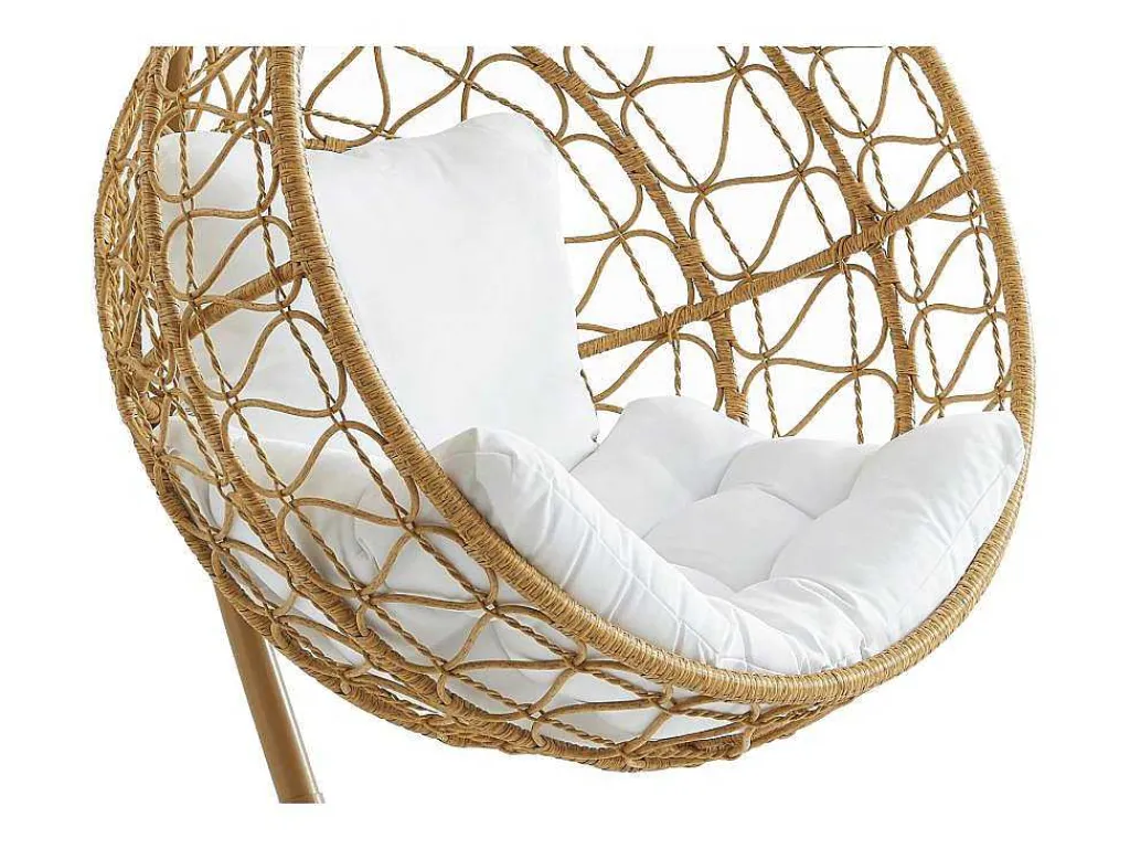 Hangfauteuil Van Gevlochten Hars - Licht Naturel Met Wit Kussen - Anivia Van-MYLIA Outlet