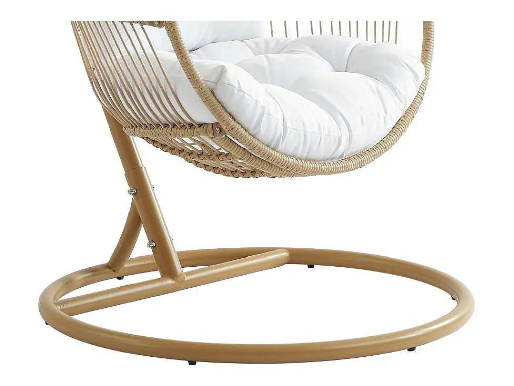 Hangfauteuil Van Gevlochten Hars En Touw - Licht Naturel Met Wit Kussen - Lucera Van-MYLIA Hot