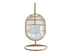 Hangfauteuil Van Gevlochten Hars En Touw - Licht Naturel Met Wit Kussen - Lucera Van-MYLIA Hot